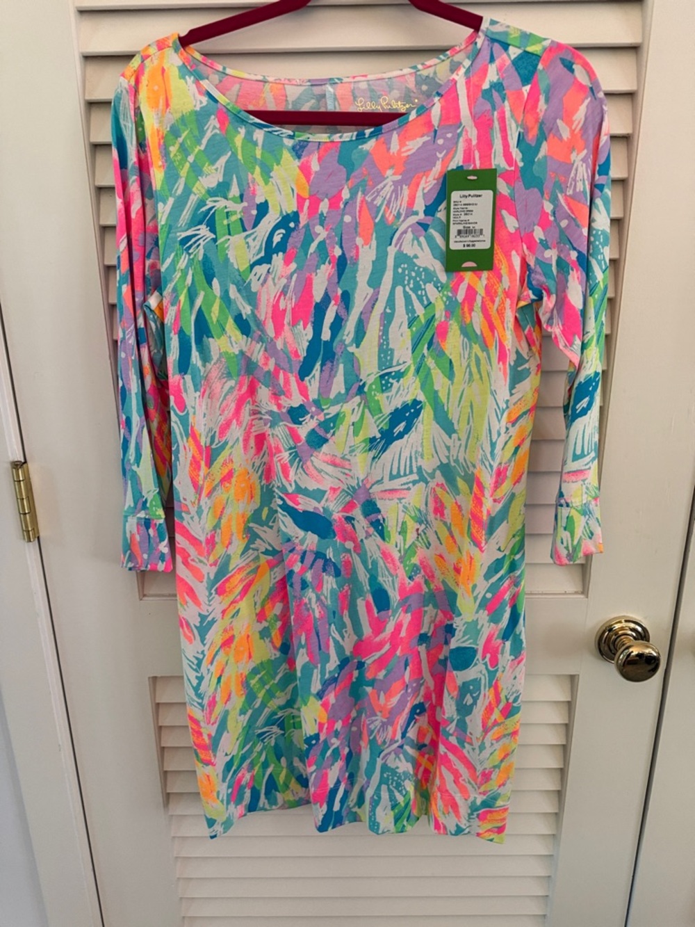 Lilly Pulitzer Neon Palm-Print Shift Dress in Pink, Teal, Yellow